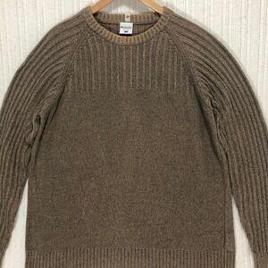 Columbia Cotton Knit Sweater Crew Neck‎ Long Sleeve Casual Brown Mens Large
